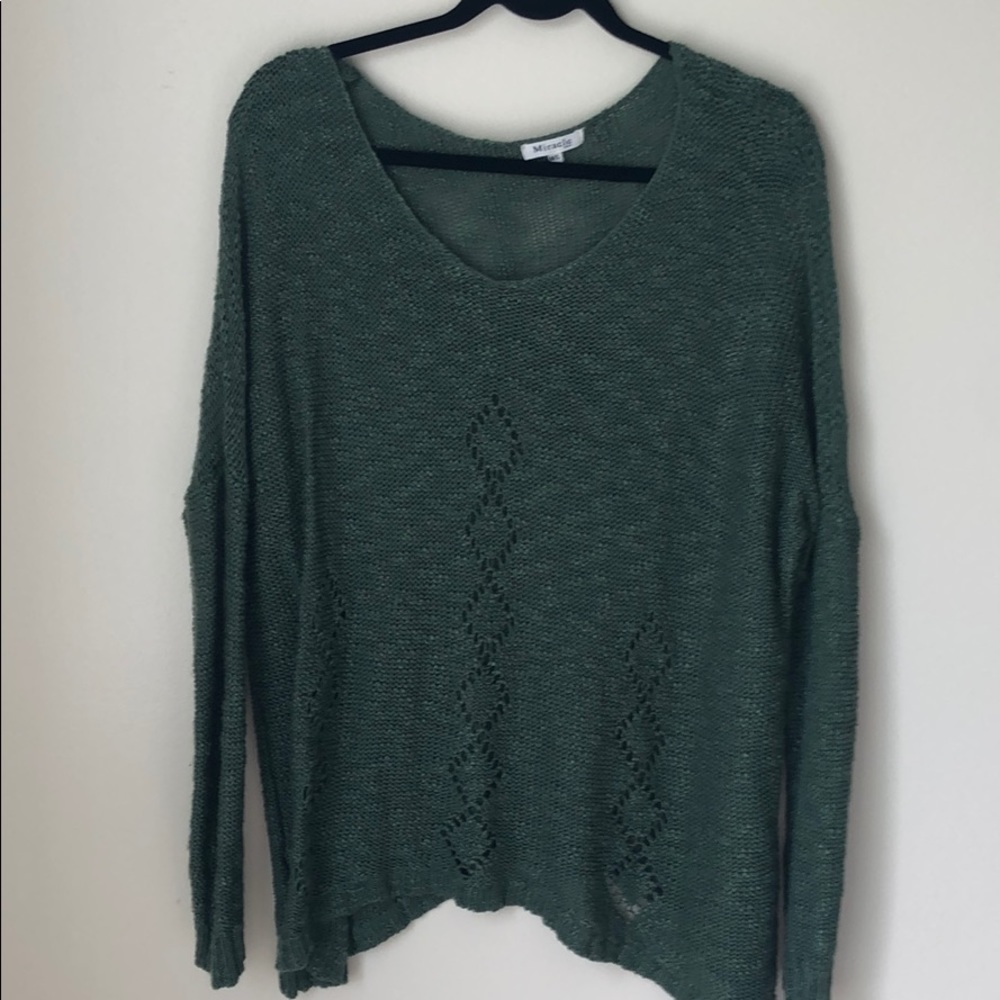 Green Open Knit Sweater